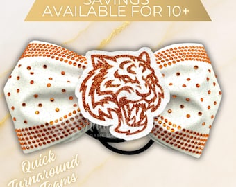 Custom Tailless Cheer Bow with Tiger Head 3D center