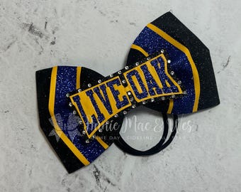 Cheer Bow - 3D Center - Black Tailless bow with your choice of 2 accent colors