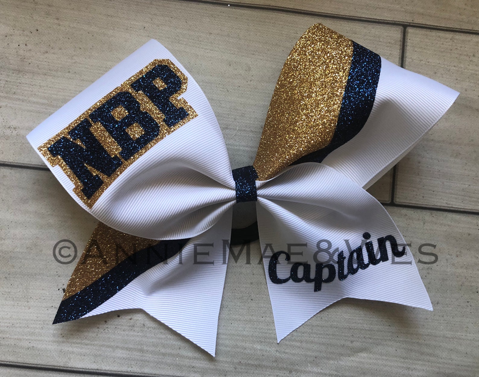 3. Navy Blue and Gold Cheer Bow - wide 2