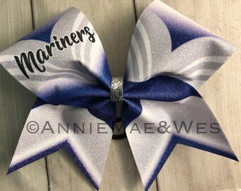 Royal blue and black competition bow - gray black and blue cheer bow - royal blue cheer bow - glitter blue cheer bows - blue cheer bows