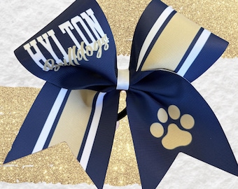 Custom Navy Gold Bulldogs Cheer Bow – Personalized Team Hair Accessory