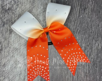 Softball bow - softball bows - long tail softball bow - collegiate style bow - 2.25" ribbon bow - orange softball bow