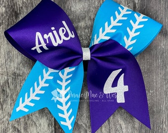 Team Cheer Bows - Your choice of 2 ribbon colors with white glitter