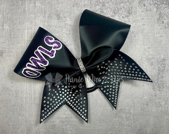 Cheer Bow - Satin Cheer Bow - Competition Cheer bow - AB Rhinestones
