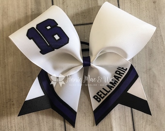 Cheer bow - black and purple - team cheer bow - team cheer bows - softball bows - purple - black