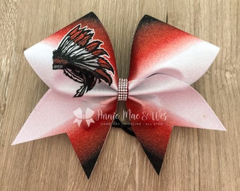 Red cheer bows - white, black and red softball cheer bow - team cheer bow - team cheer bows - softball bows - senior cheer bows