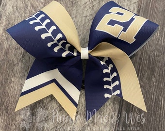 Softball bow - your choice of bow color and accent color with white accents