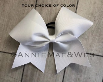 Cheer Bow Softball Bow - black white silver gray red blue navy gold black green purple silver solid plain practice bow