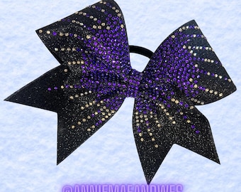 Glitter and Rhinestone Cheer Bow - Your choice of glitter and one rhinestone color - second color is champagne