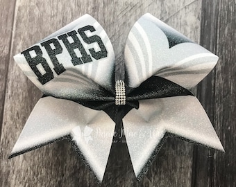 Silver and Black Glitter Cheer Bow