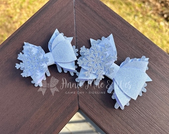 Snowflake Christmas Bows - Competition Cheer Bows - Gymnastics Bows