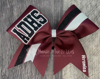 Cheer Bow - Softball Bow - your choice of ribbon and 1 glitter color- second accent color will be white