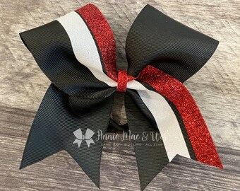 Cheer bow - your choice of ribbon and one glitter color - accent will be white glitter