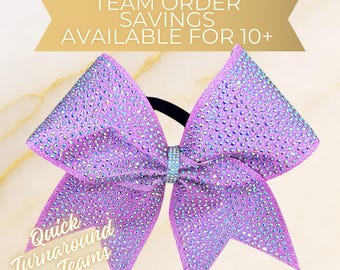 Glitter and Rhinestone Cheer Bow - AB on Flamingo Pink