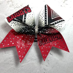 Custom Cheer Bow with Rhinestones – Personalized Team Spirit Hair Bow – Glitter Cheerleading Bows for Girls