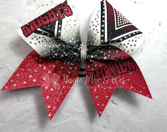 Custom Cheer Bow with Rhinestones – Personalized Team Spirit Hair Bow – Glitter Cheerleading Bows for Girls