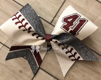 Glitter Softball bow - softball cheer bow - team cheer bows - softball bows - senior cheer bows