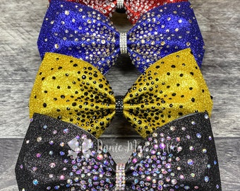 Competition Cheer Bow - Glitter and Rhinestone Bling Cheer Bow - Cheer bows - competition cheer bows - all star cheer bow
