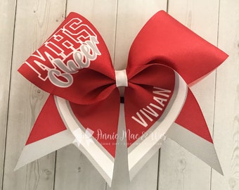 Custom Cheer Bows - your choice of 2 colors with white accents