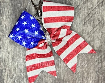 Keychain Cheer Bow - American Flag
