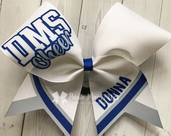 Softball team cheer bow - royal blue, gray and white - team cheer bow - team cheer bows - softball bows