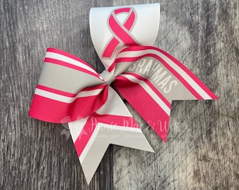 Breast Cancer Awareness Cheer Bows | Pink Ribbon Team Bow for October | Custom Cheer Hair Accessories for Cheerleaders, Gyms & Squads