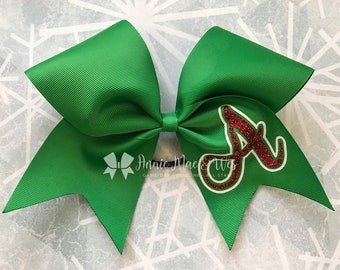 Green Monogram Cheer Bow - Monogram Softball Bow - Monogram Cheer bows