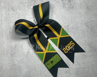 Long Tail Cheer Bow - Black bow with your choice of accent colors