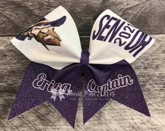 Custom Logo Cheer Bows - Your choice of 2 colors with white accents