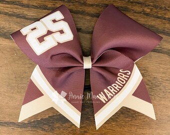 Softball team cheer bow - maroon and gold