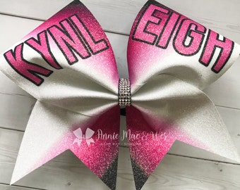 Pink cheer bows - black and pink softball cheer bow - team cheer bow - team cheer bows - cheer bows - senior cheer bows