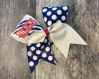 Polka Dot Cheer Bow - White Bow with your choice of 2 accent colors