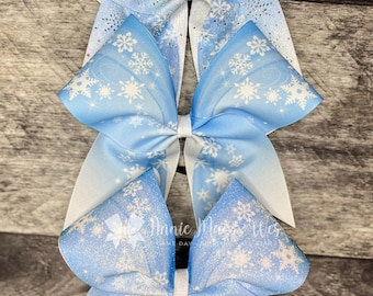 Christmas Cheer Bow - Snowflake Cheer Bow - Christmas Cheer Bows