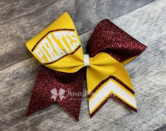 Cheer bow - Your choice of ribbon and 1 glitter color - White is default second glitter color