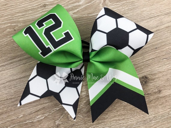 Large Soccer Bow, Lime Green Grosgrain Ribbon Hair Bow