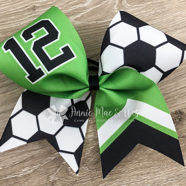 Large Soccer Bow, Lime Green Grosgrain Ribbon Hair Bow