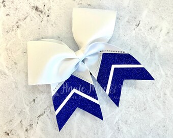 Cheer Bow - White Glitter Cheer Bow with your choice of 2 glitter accent colors