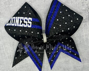 Custom Cheer Bow - Your choice of 2 glitter colors with white text