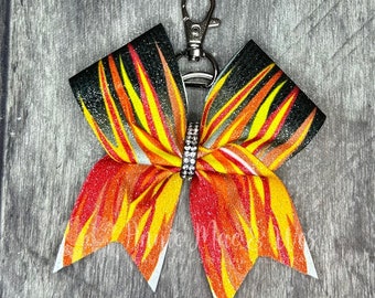 Keychain Cheer Bow - Flames