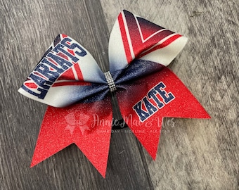 Cheer Bow - Navy and Red - Bling Cheer Bow - Rhinestones