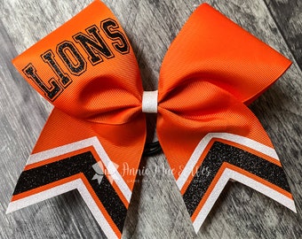 Cheer Bows - Team Cheer Bows - Glitter Cheer bows - Custom Cheer Bows - Black and Orange Cheer Bows - Orange Cheer bow