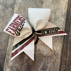 Sideline Cheer Bow - White Bow with your choice of 2 accent colors