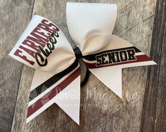 Sideline Cheer Bow - White Bow with your choice of 2 accent colors