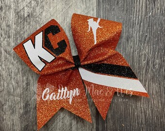 Cheer Bow - Glitter Bows with black and white accents