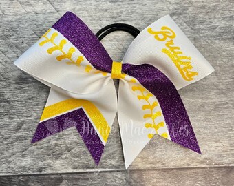 Glitter Softball bow - softball cheer bow - team cheer bows - softball bows - senior cheer bows - senior softball bows