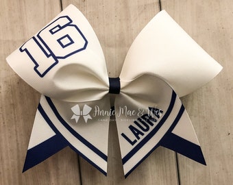 Cheer bow - navy blue and white - team cheer bow - team cheer bows - softball bows
