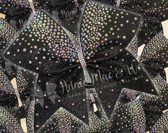 Glitter and Rhinestone Cheer Bow - Shown in Black/AB