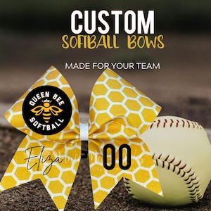 Yellow Honeycomb Softball Cheer Bow – Queen Bee Team Spirit Accessory
