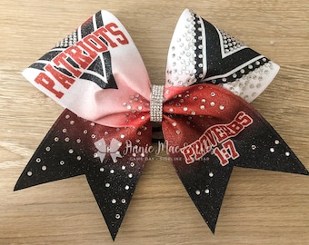 Competition Bow - Black Red Cheer Bow - Bling Cheer Bow - Rhinestones - Black and Red Cheer Bow