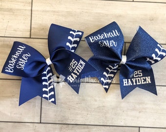 Baseball sister cheer bow - navy blue softball bow - team cheer bow - team cheer bows - softball bows - senior cheer bows